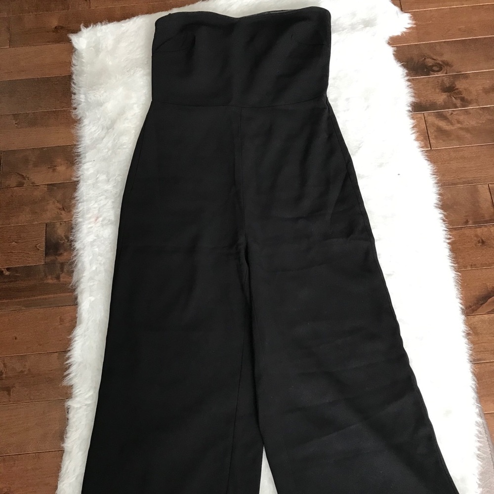 Aritzia Black Strapless Wide-Leg Jumpsuit